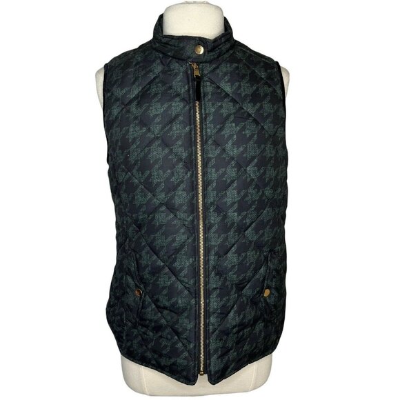 Kensie Jeans Quilted Vest Womens Medium Green Black Pockets - Picture 1 of 10